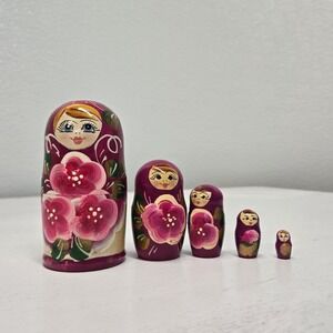 Wooden Handpainted Russian Nesting Dolls Set Of FIVE